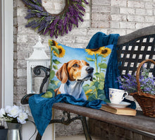 Load image into Gallery viewer, English Foxhound in Sunflowers Throw Pillow