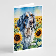 Load image into Gallery viewer, English Setter in Sunflowers Greeting Cards - Blank Note Cards – 8-Pack of Artist-Designed Cards with Envelopes