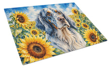 Load image into Gallery viewer, English Setter in Sunflowers Cutting Board Tempered Glass Kitchen Cutting Surface, Heat Resistant Chopping Board with Non-Slip Feet, Decorative Food Prep &amp; Serving