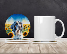 Load image into Gallery viewer, English Setter in Sunflowers Large Sandstone Coasters Pack of 4