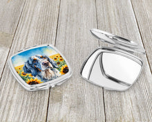 Load image into Gallery viewer, English Setter in Sunflowers Compact Mirror – Stylish Purse Mirror with Artistic Covers
