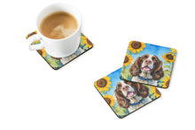 Load image into Gallery viewer, English Springer Spaniel in Sunflowers Coasters - Set of 4 Lightweight Foam, Absorbent Drink Coasters