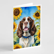 Load image into Gallery viewer, English Springer Spaniel in Sunflowers Greeting Cards - Blank Note Cards – 8-Pack of Artist-Designed Cards with Envelopes