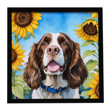 Load image into Gallery viewer, English Springer Spaniel in Sunflowers Framed Metal Print