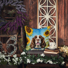 Load image into Gallery viewer, English Springer Spaniel in Sunflowers Throw Pillow