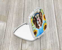 Load image into Gallery viewer, English Springer Spaniel in Sunflowers Compact Mirror – Stylish Purse Mirror with Artistic Covers