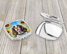 Load image into Gallery viewer, English Springer Spaniel in Sunflowers Compact Mirror – Stylish Purse Mirror with Artistic Covers