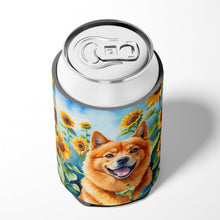Load image into Gallery viewer, Finnish Spitz in Sunflowers Can or Bottle Hugger