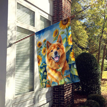 Load image into Gallery viewer, Finnish Spitz in Sunflowers House Flag