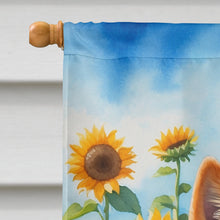 Load image into Gallery viewer, Finnish Spitz in Sunflowers House Flag