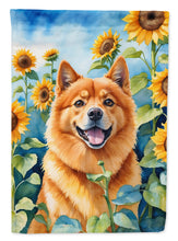 Load image into Gallery viewer, Finnish Spitz in Sunflowers Garden Flag – Bright Dog-Themed Yard Decor