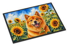 Load image into Gallery viewer, Finnish Spitz in Sunflowers Doormat Front Door Mat Indoor Outdoor Rugs for Entryway, Non Slip Washable Low Pile, 24H X 36W