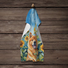 Load image into Gallery viewer, Finnish Spitz in Sunflowers Kitchen Towel
