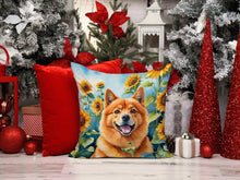 Load image into Gallery viewer, Finnish Spitz in Sunflowers Throw Pillow - 14x14 Decorative Pillow – Art for Your Home &amp; Patio