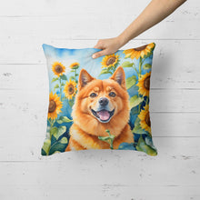 Load image into Gallery viewer, Finnish Spitz in Sunflowers Throw Pillow