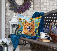 Load image into Gallery viewer, Finnish Spitz in Sunflowers Throw Pillow