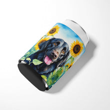 Load image into Gallery viewer, Flat-Coated Retriever in Sunflowers Can or Bottle Hugger