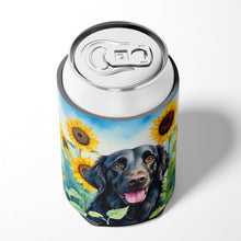 Load image into Gallery viewer, Flat-Coated Retriever in Sunflowers Can or Bottle Hugger