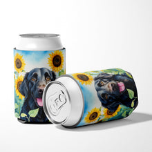 Load image into Gallery viewer, Flat-Coated Retriever in Sunflowers Can or Bottle Hugger