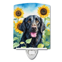 Load image into Gallery viewer, Flat-Coated Retriever in Sunflowers Ceramic Night Light