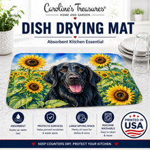 Load image into Gallery viewer, Flat-Coated Retriever in Sunflowers Dish Drying Mat Absorbent Dish Drying Mat Pad for Kitchen Counter Dish Drainer Mat for Countertop, 14 x 21", Multicolor