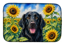 Load image into Gallery viewer, Flat-Coated Retriever in Sunflowers Dish Drying Mat Absorbent Dish Drying Mat Pad for Kitchen Counter Dish Drainer Mat for Countertop, 14 x 21", Multicolor