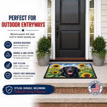 Load image into Gallery viewer, Flat-Coated Retriever in Sunflowers Doormat Front Door Mat Indoor Outdoor Rugs for Entryway, Non Slip Washable Low Pile, 24H X 36W