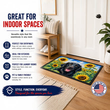 Load image into Gallery viewer, Flat-Coated Retriever in Sunflowers Doormat Front Door Mat Indoor Outdoor Rugs for Entryway, Non Slip Washable Low Pile, 24H X 36W