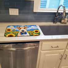 Load image into Gallery viewer, Fox Terrier in Sunflowers Dish Drying Mat Absorbent Dish Drying Mat Pad for Kitchen Counter Dish Drainer Mat for Countertop, 14 x 21", Multicolor