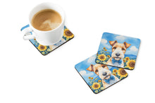 Load image into Gallery viewer, Fox Terrier in Sunflowers Coasters - Set of 4 Lightweight Foam, Absorbent Drink Coasters