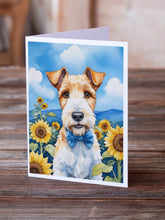 Load image into Gallery viewer, Fox Terrier in Sunflowers Greeting Cards - Blank Note Cards – 8-Pack of Artist-Designed Cards with Envelopes