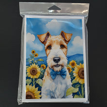 Load image into Gallery viewer, Fox Terrier in Sunflowers Greeting Cards - Blank Note Cards – 8-Pack of Artist-Designed Cards with Envelopes