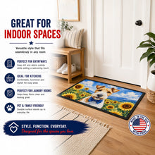 Load image into Gallery viewer, Fox Terrier in Sunflowers Doormat Front Door Mat Indoor Outdoor Rugs for Entryway, Non Slip Washable Low Pile, 24H X 36W