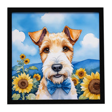 Load image into Gallery viewer, Fox Terrier in Sunflowers Framed Metal Print