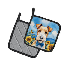 Load image into Gallery viewer, Fox Terrier in Sunflowers Pot Holders - Set of 2 Decorative Kitchen Helpers | Made in the USA