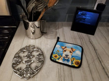 Load image into Gallery viewer, Fox Terrier in Sunflowers Pot Holders - Set of 2 Decorative Kitchen Helpers | Made in the USA