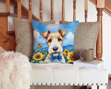 Load image into Gallery viewer, Fox Terrier in Sunflowers Throw Pillow - 14x14 Decorative Pillow – Art for Your Home &amp; Patio