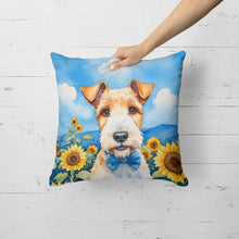 Load image into Gallery viewer, Fox Terrier in Sunflowers Throw Pillow