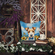 Load image into Gallery viewer, Fox Terrier in Sunflowers Throw Pillow