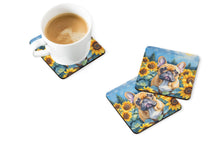 Load image into Gallery viewer, French Bulldog in Sunflowers Coasters - Set of 4 Lightweight Foam, Absorbent Drink Coasters