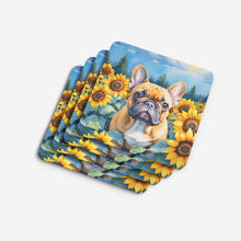 Load image into Gallery viewer, French Bulldog in Sunflowers Coasters - Set of 4 Lightweight Foam, Absorbent Drink Coasters