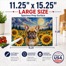 Load image into Gallery viewer, French Bulldog in Sunflowers Cutting Board Tempered Glass Kitchen Cutting Surface, Heat Resistant Chopping Board with Non-Slip Feet, Decorative Food Prep &amp; Serving