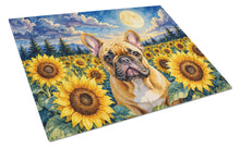 Load image into Gallery viewer, French Bulldog in Sunflowers Cutting Board Tempered Glass Kitchen Cutting Surface, Heat Resistant Chopping Board with Non-Slip Feet, Decorative Food Prep &amp; Serving