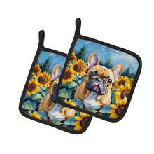 Load image into Gallery viewer, French Bulldog in Sunflowers Pot Holders - Set of 2 Decorative Kitchen Helpers | Made in the USA