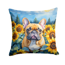 Load image into Gallery viewer, French Bulldog in Sunflowers Throw Pillow - 14x14 Decorative Pillow – Art for Your Home &amp; Patio