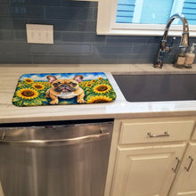 Load image into Gallery viewer, French Bulldog in Sunflowers Dish Drying Mat Absorbent Dish Drying Mat Pad for Kitchen Counter Dish Drainer Mat for Countertop, 14 x 21", Multicolor