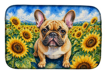 Load image into Gallery viewer, French Bulldog in Sunflowers Dish Drying Mat Absorbent Dish Drying Mat Pad for Kitchen Counter Dish Drainer Mat for Countertop, 14 x 21", Multicolor