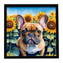 Load image into Gallery viewer, French Bulldog in Sunflowers Framed Metal Print