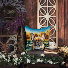 Load image into Gallery viewer, French Bulldog in Sunflowers Throw Pillow - 14x14 Decorative Pillow – Art for Your Home &amp; Patio