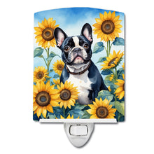 Load image into Gallery viewer, French Bulldog in Sunflowers Ceramic Night Light